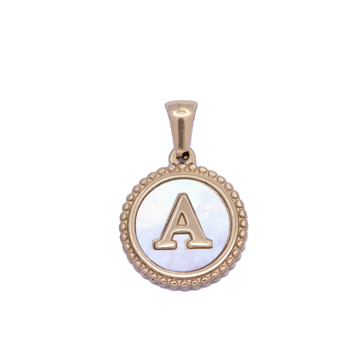 I Am Worthy Mother of Pearl Initial Round Pendant