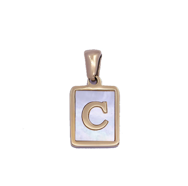 I Am Enough Mother of Pearl Rectangle Initial Pendant Necklace