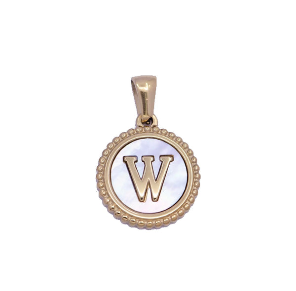 I Am Worthy Mother of Pearl Initial Round Pendant