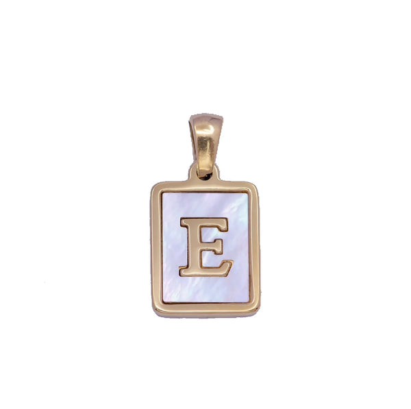 I Am Enough Mother of Pearl Rectangle Initial Pendant Necklace